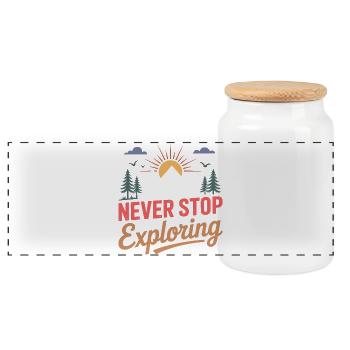 Montagnes - Ne cessez jamais d’explorer - Boîte à biscuits avec couvercle en bois - blanc - Devant