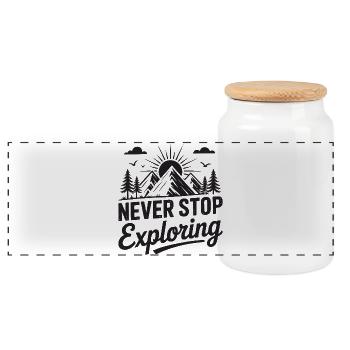 Montagnes - Ne cessez jamais d’explorer - Boîte à biscuits avec couvercle en bois - blanc - Devant