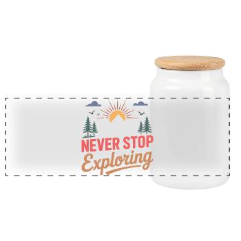 Montagnes - Ne cessez jamais d’explorer - Boîte à biscuits avec couvercle en bois - blanc - Devant