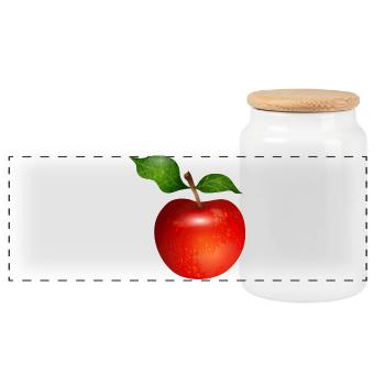 Leuchtend roter Apfel mit Blättern Illustration - Panorama Keksdose mit Holzdeckel - Weiß - Vorne