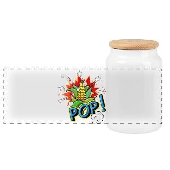 Maïs en épi de style pop art avec effet pop-corn - Boîte à biscuits avec couvercle en bois - blanc - Devant