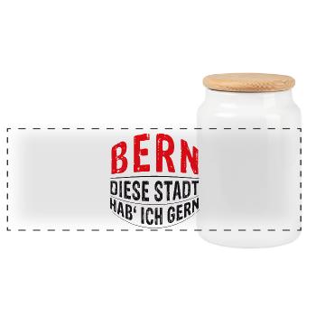 BERN DIESE STADT HAB ICH GERN - Panorama Keksdose mit Holzdeckel - Weiß - Vorne