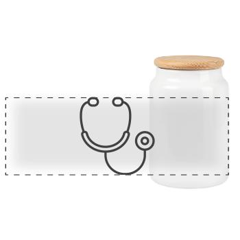 Icône du logo du stéthoscope médical - Boîte à biscuits avec couvercle en bois - blanc - Devant