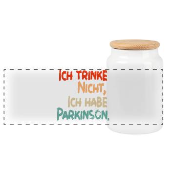 Ich trinke nicht, ich habe Parkinson. - Panorama Keksdose mit Holzdeckel - Weiß - Vorne