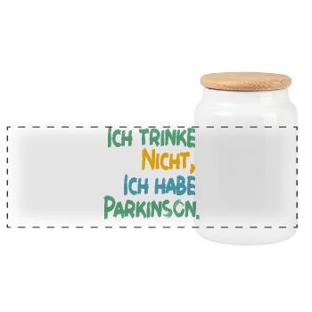 Ich trinke nicht, ich habe Parkinson. - Panorama Keksdose mit Holzdeckel - Weiß - Vorne