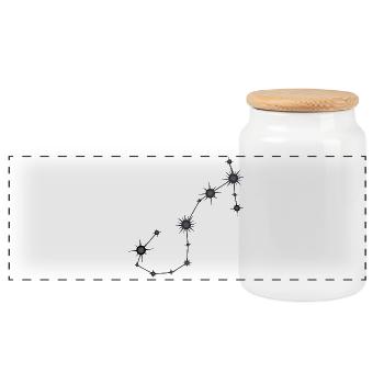 Scorpio Star Constellation Zodiac Sign Black Gray - Panoramic Cookie Jar with Wooden Lid - white - Front