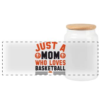 Basketball Mom - Nur eine Mutter, die Basketball liebt - Panorama Keksdose mit Holzdeckel - Weiß - Vorne