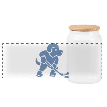 Cool Labrador Hockey Player Minimalist - Panoramic Cookie Jar with Wooden Lid - white - Front