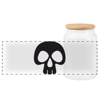 Totenkopf Niedliche & Mutige Halloween-Kunst - Panorama Keksdose mit Holzdeckel - Weiß - Vorne