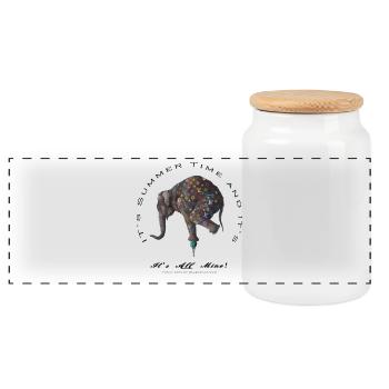 Mode Elefant - Panorama Keksdose mit Holzdeckel - Weiß - Vorne