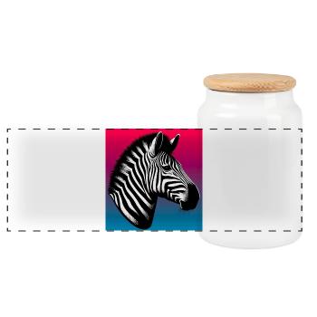 Zebra - Panorama Keksdose mit Holzdeckel - Weiß - Vorne