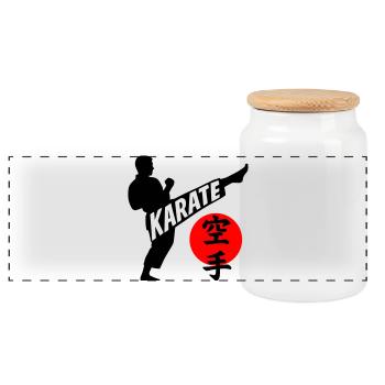 Karaté - Boîte à biscuits avec couvercle en bois - blanc - Devant