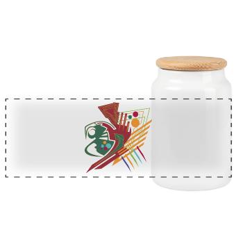 colour25 - Panoramic Cookie Jar with Wooden Lid - white - Front