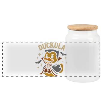 Canard en caoutchouc vampire & drôle de dicton « Duckula » motif - Boîte à biscuits avec couvercle en bois - blanc - Devant