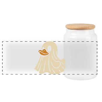 Ghost Rubber Duck Motif - Panoramic Cookie Jar with Wooden Lid - white - Front
