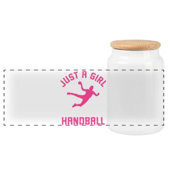 einfach ein Mädchen, das Handball liebt - Panorama Keksdose mit Holzdeckel - Weiß - Vorne