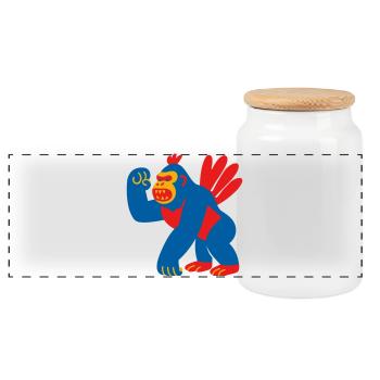 Popart Fantasy Gorilla - Panoramic Cookie Jar with Wooden Lid - white - Front
