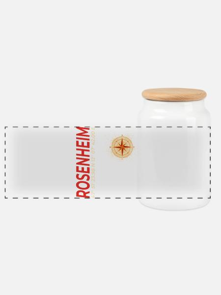 Rosenheim - Panorama Keksdose mit Holzdeckel - Weiß