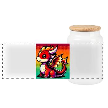 dragon - Boîte à biscuits avec couvercle en bois - blanc - Devant