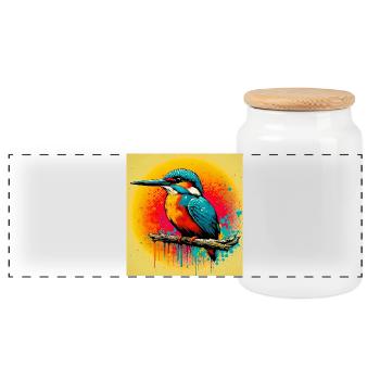 martin-pêcheur - Boîte à biscuits avec couvercle en bois - blanc - Devant