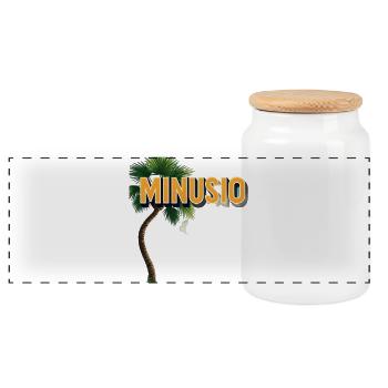 Minusio Teasin - Panoramic Cookie Jar with Wooden Lid - white - Front