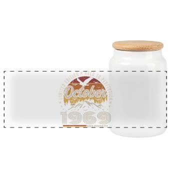 Octobre 1969 Cadeau Anniversaire - Octobre 1969 - Boîte à biscuits avec couvercle en bois - blanc - Devant