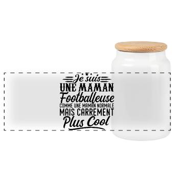 Maman Footballeuse: normale, mais en plus badass - Boîte à biscuits avec couvercle en bois - blanc - Devant