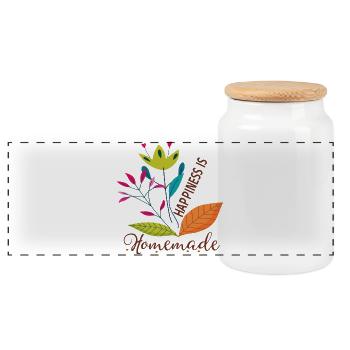 Motif floral Happy Nature Design - Boîte à biscuits avec couvercle en bois - blanc - Devant