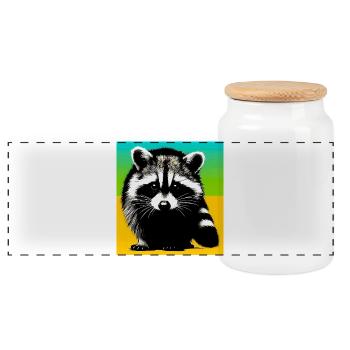 Waschbär - Panorama Keksdose mit Holzdeckel - Weiß - Vorne
