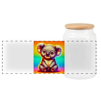 Koala - Panorama Keksdose mit Holzdeckel - Weiß - Vorne