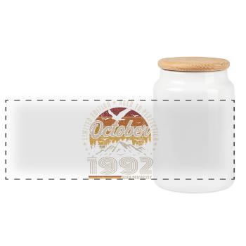 Octobre 1992 Cadeau Anniversaire - Octobre 1992 - Boîte à biscuits avec couvercle en bois - blanc - Devant