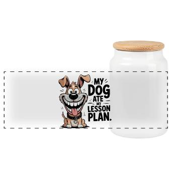 My Dog Ate My Lesson Plan Teacher - Panoramic Cookie Jar with Wooden Lid - white - Front