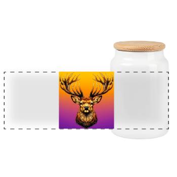 Cerf - Boîte à biscuits avec couvercle en bois - blanc - Devant