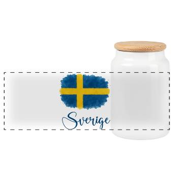 schweden-fahne-klecks-sverige - Panorama Keksdose mit Holzdeckel - Weiß - Vorne