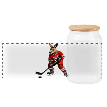 Kangourous de hockey sur glace - Boîte à biscuits avec couvercle en bois - blanc - Devant