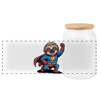 Super-héros paresseux - Boîte à biscuits avec couvercle en bois - blanc - Devant