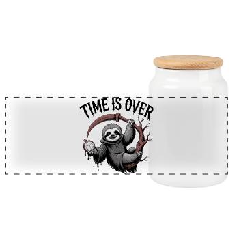 Sloth Grim Reaper Time - Panoramic Cookie Jar with Wooden Lid - white - Front