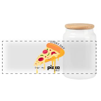 Every Day Is a Pizza Day – Funny Pizza Lover - Panoramic Cookie Jar with Wooden Lid - white - Front