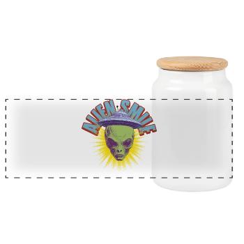 Alien Smile - Boîte à biscuits avec couvercle en bois - blanc - Devant