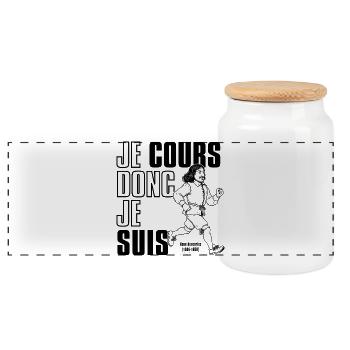 I run therefore I am - Panoramic Cookie Jar with Wooden Lid - white - Front