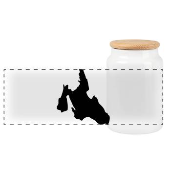 Cephalonia - Panoramic Cookie Jar with Wooden Lid - white - Front