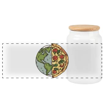 Earth Pizza Slice Design - Panoramic Cookie Jar with Wooden Lid - white - Front