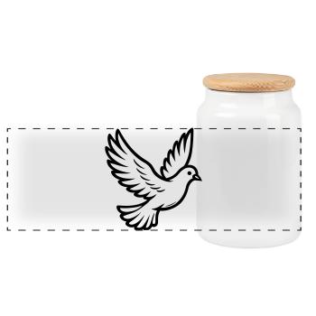 Oiseau Colombe - Boîte à biscuits avec couvercle en bois - blanc - Devant