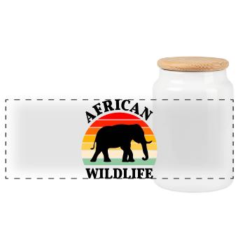 Éléphant Afrique Animal Safari Animaux Serengeti Rétro - Boîte à biscuits avec couvercle en bois - blanc - Devant