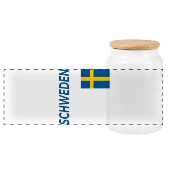 Uppsala - Panoramic Cookie Jar with Wooden Lid - white - Front