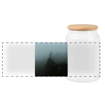 Photography - Panoramic Cookie Jar with Wooden Lid - white - Front