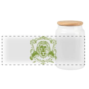 Löwe Boxer Boxhandschuhe - Panorama Keksdose mit Holzdeckel - Weiß - Vorne