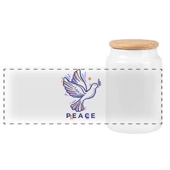 Dove of Peace 2 - Panoramic Cookie Jar with Wooden Lid - white - Front