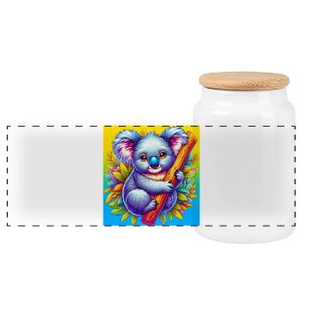 Koala - Panoramic Cookie Jar with Wooden Lid - white - Front