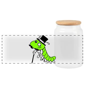 Caterpillar Sir Lord Rich Monocle Lunettes Chapeau haut de forme - Boîte à biscuits avec couvercle en bois - blanc - Devant